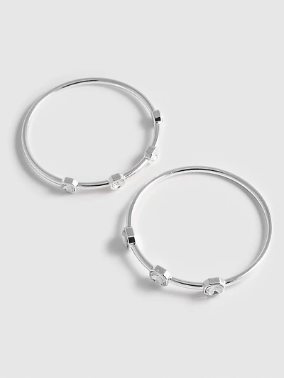 2pk Chunky Rhinestone Bangles