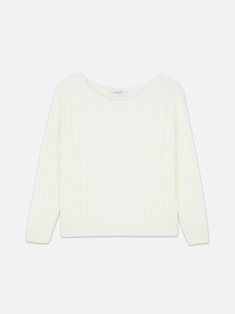 Cable Off The Shoulder Sweater