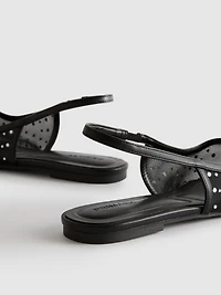 Pointed Toe Rhinestone Slingback Flats