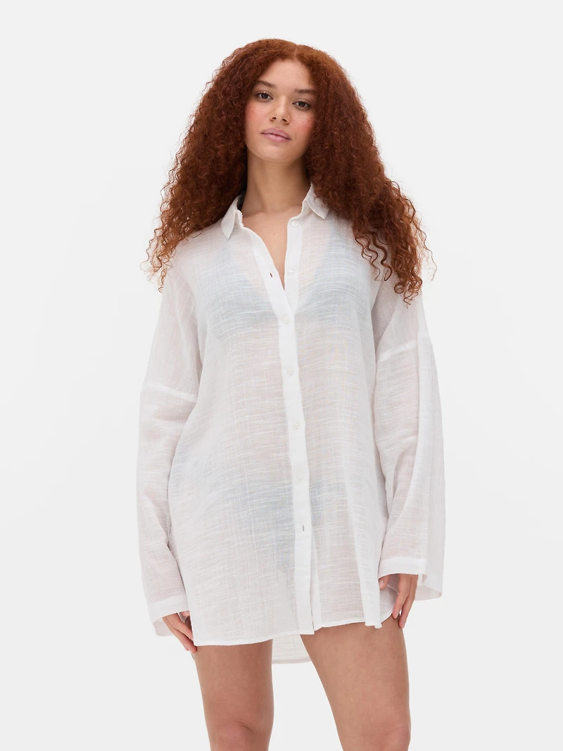 Women's White Sheer Beach Shirt