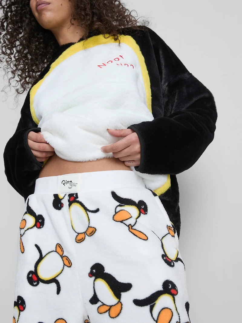 Women's Ivory Pingu Plush Pajama Bottoms