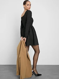 Drop Waist Jacquard Mini Dress