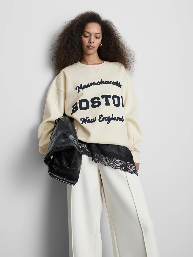Oversized Cotton Rich Boston Sweatshirt