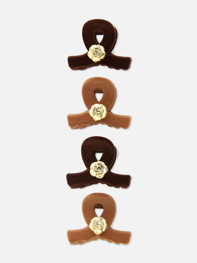 4pk Velvet Rose Bulldog Clips