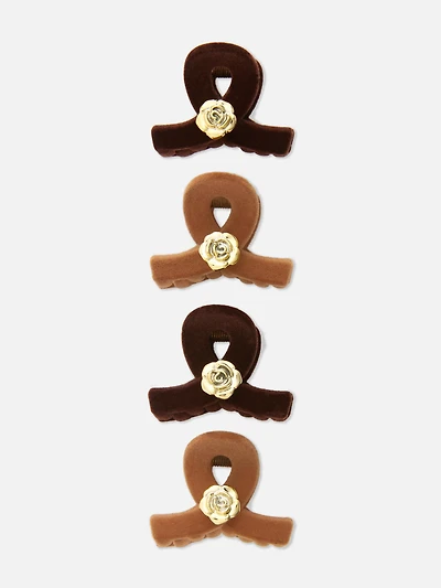 4pk Velvet Rose Bulldog Clips