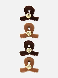 4pk Velvet Rose Bulldog Clips