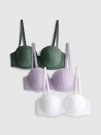3pk A-E Lace Balcony Bras