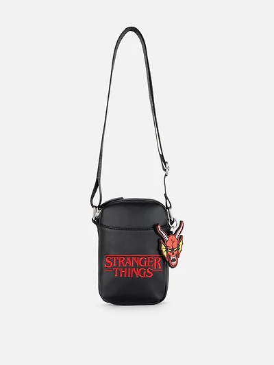 Women's Black Stranger Things Logo Phone Bag