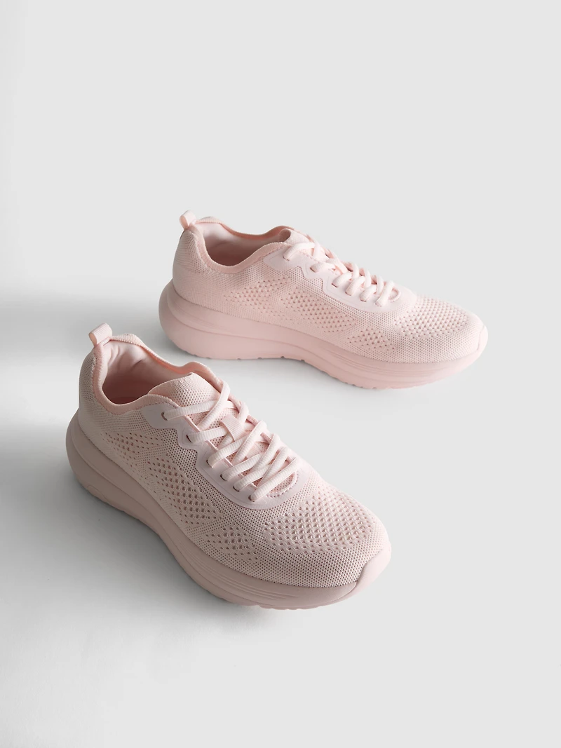 Knitted Lace-Up Sneakers