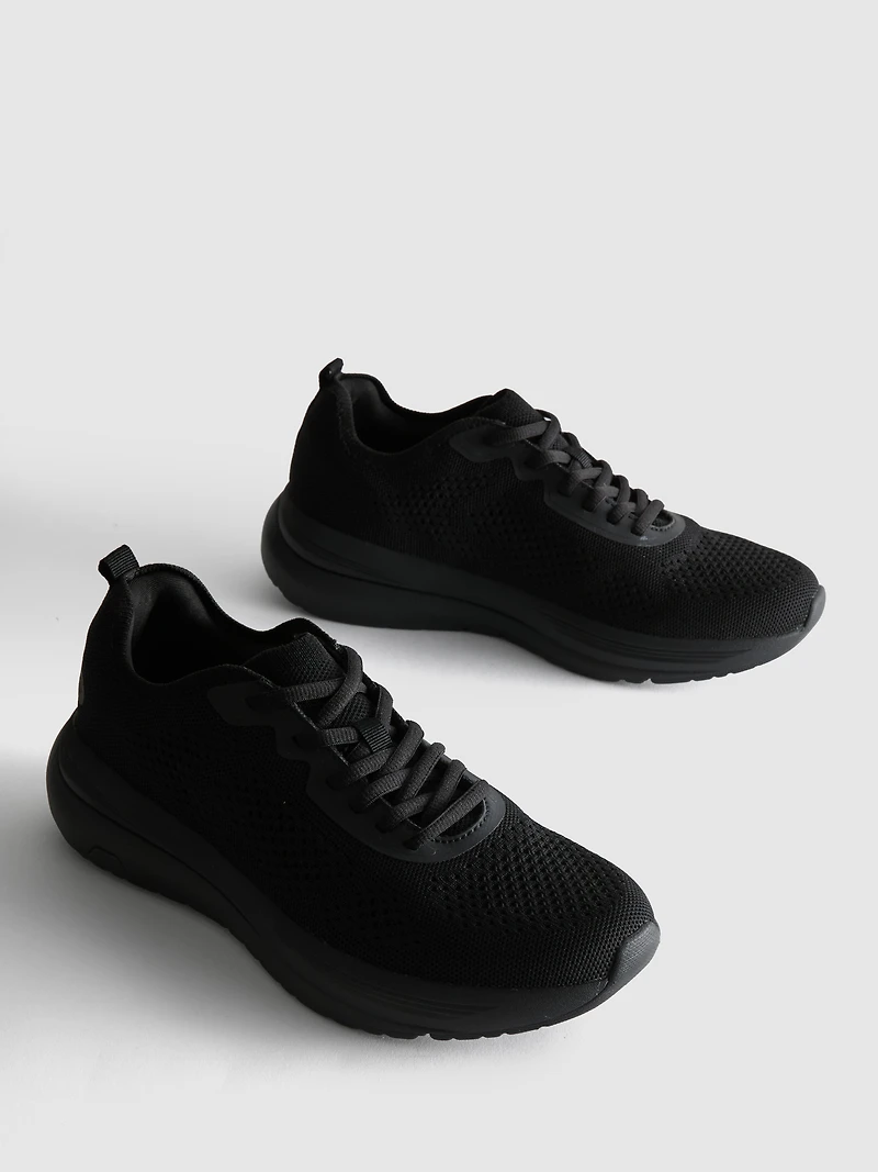 Knitted Lace-Up Sneakers