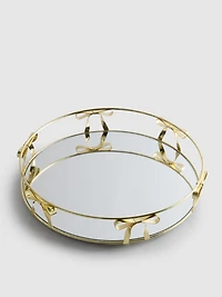 Mirrored Tray With Metallic Bow Detailing
