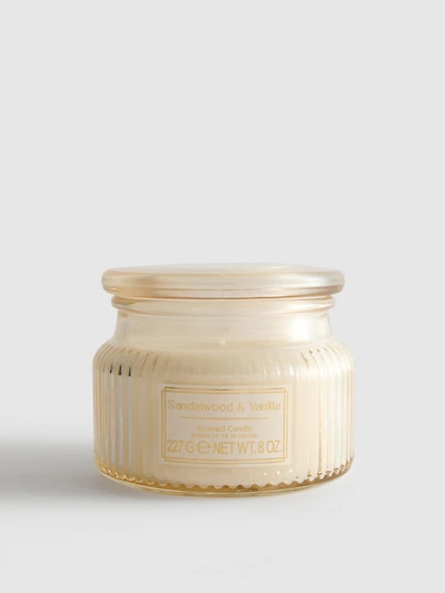 Scented Candle In Fluted Glass Jar