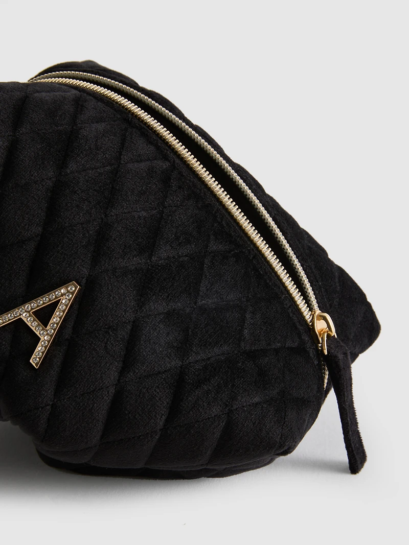 Velvet Initial Makeup Bag