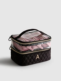 4-Piece Velvet Initial Vanity Case