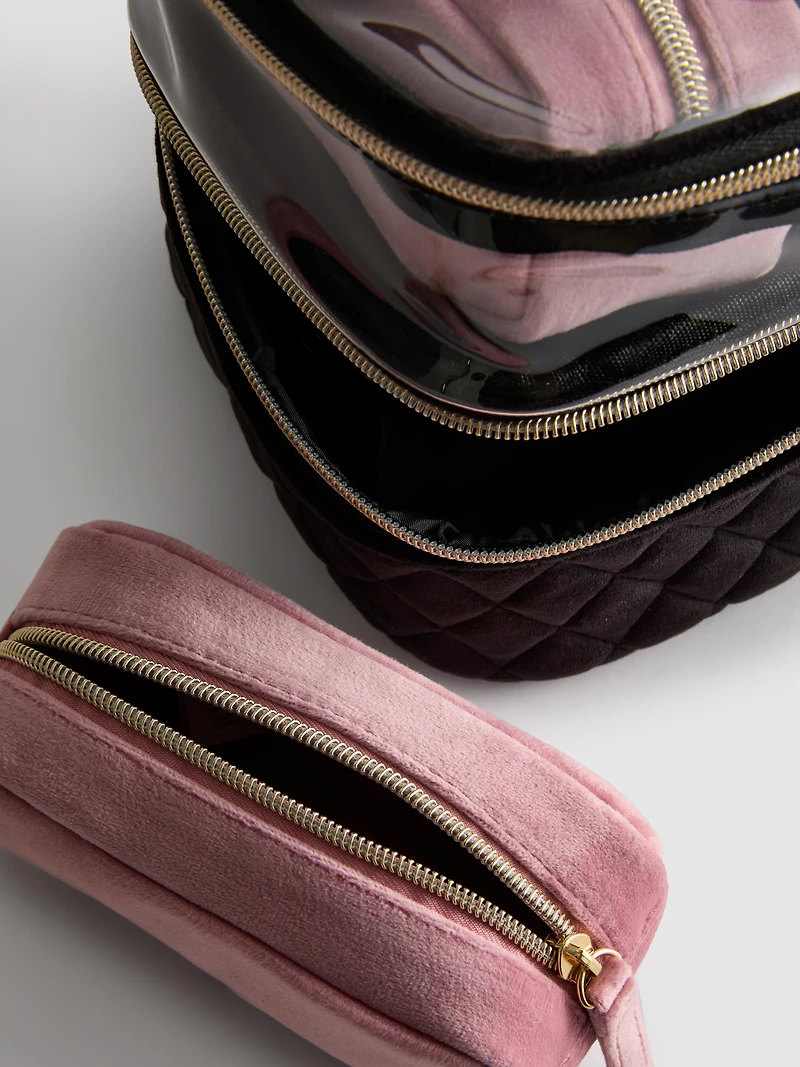 4-Piece Velvet Initial Vanity Case