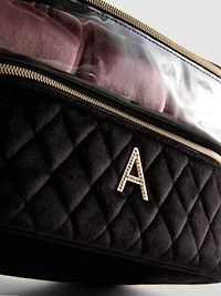 4-Piece Velvet Initial Vanity Case