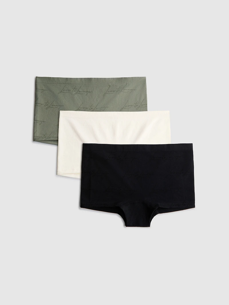 3pk Love To Lounge Boy Shorts