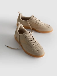 Faux Suede Gum Sole Low Top Sneakers