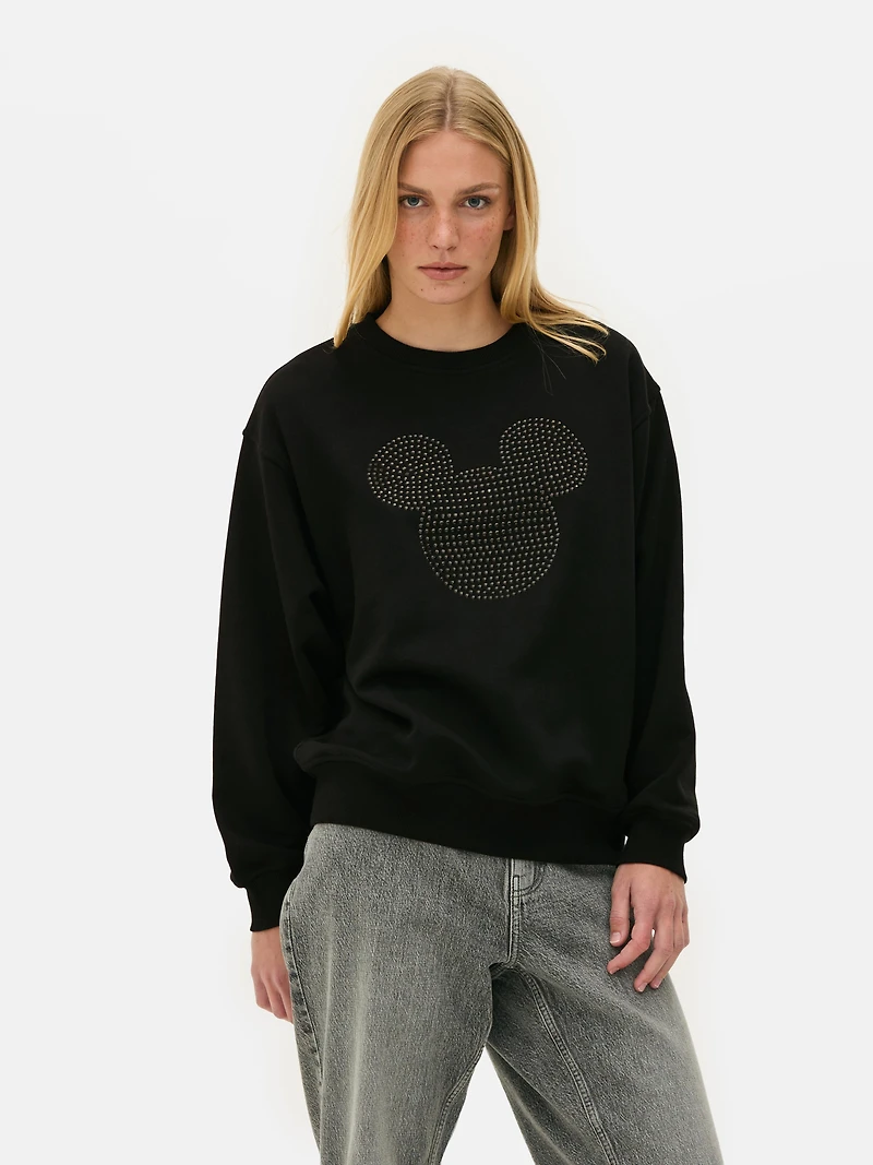 Women's Black Disney's Mickey Mouse Rhinestone Sweatshirt