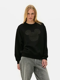 Women's Black Disney's Mickey Mouse Rhinestone Sweatshirt