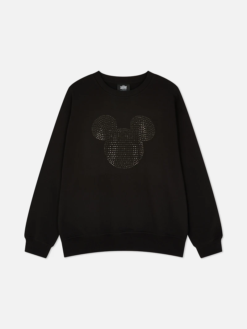 Women's Black Disney's Mickey Mouse Rhinestone Sweatshirt
