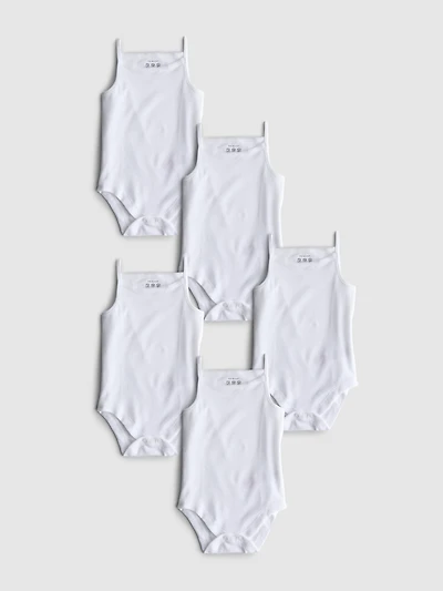 0-36mths | 5pk Sleeveless Strappy Onesies