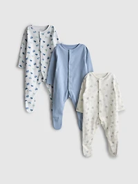 0-24mths | 3pk Car Graphic Snap-Closure Pajamas