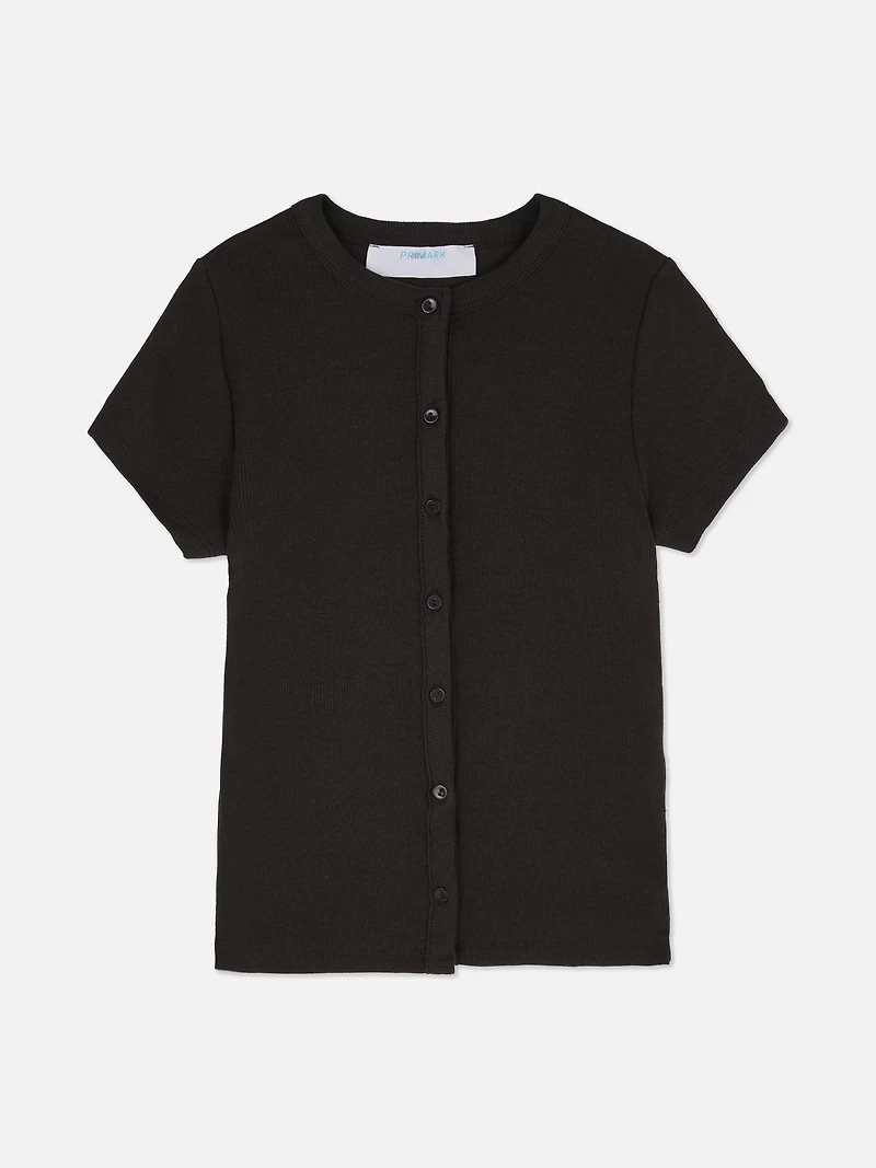 Cap Sleeve Button Down Tee