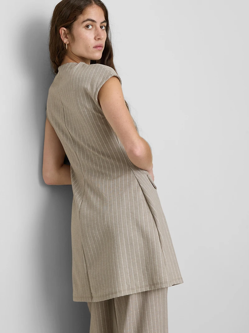 Round Neck Pinstripe Mini Dress