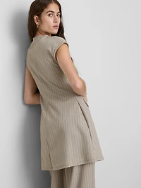 Round Neck Pinstripe Mini Dress