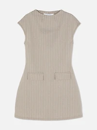 Round Neck Pinstripe Mini Dress