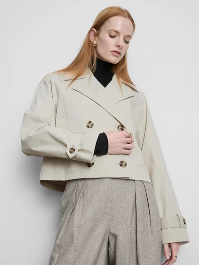 Double-Breasted Boxy Rain Jacket