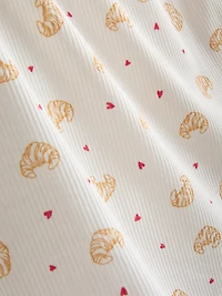 Printed Ribbed Pajama Shorts