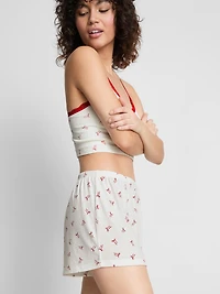 Printed Ribbed Pajama Shorts