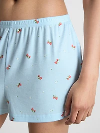Printed Ribbed Pajama Shorts