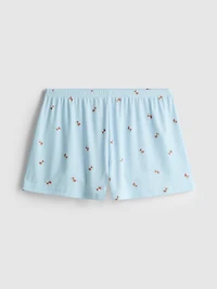 Printed Ribbed Pajama Shorts