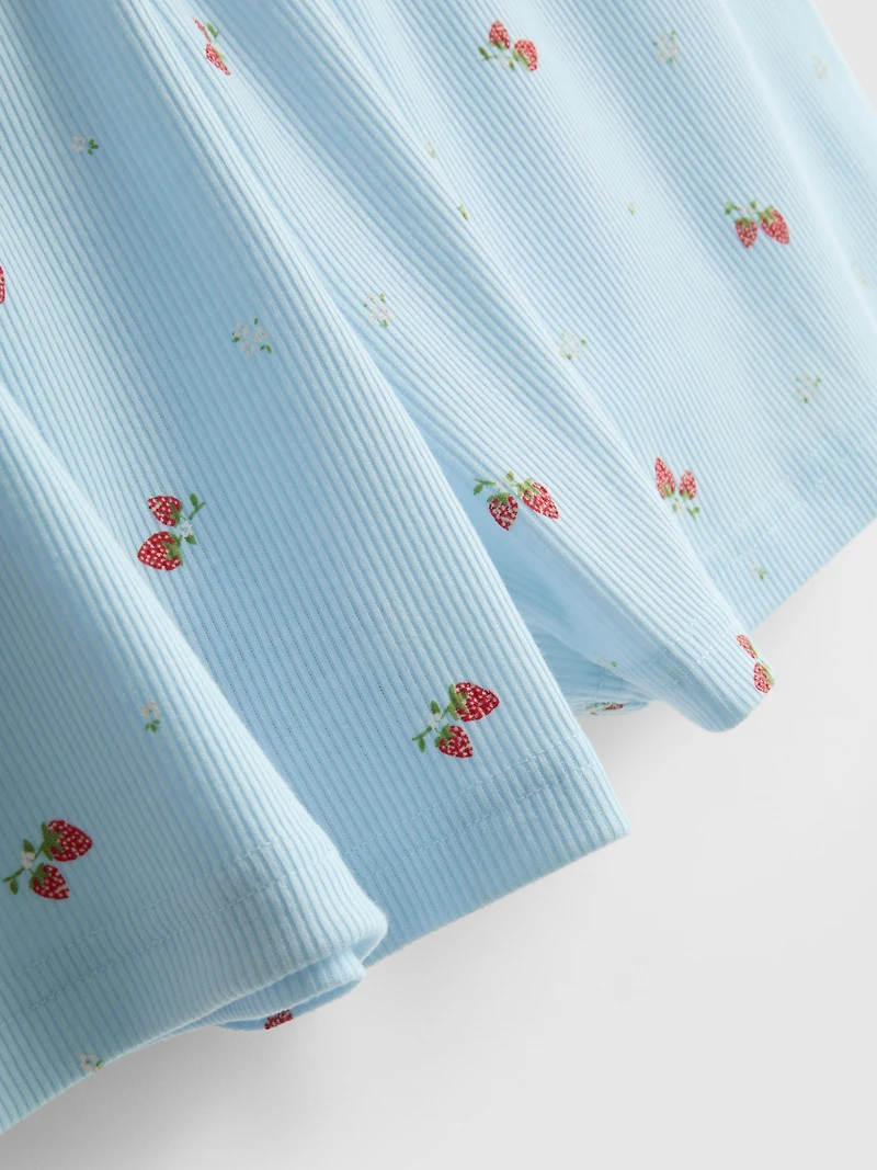 Printed Ribbed Pajama Shorts