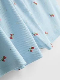 Printed Ribbed Pajama Shorts