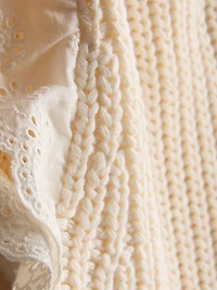 Girls Ivory 1.5-8yrs | Ruffle Broderie Anglaise Knit Tan