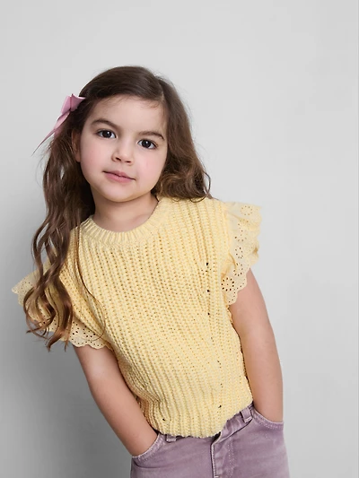 1.5-8yrs | Ruffle Broderie Anglaise Knit Tank
