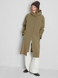 Longline Cinched Hooded Raincoat