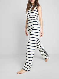 Knitted Striped Straight Leg Pants
