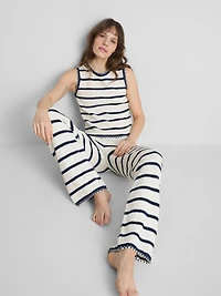 Knitted Striped Straight Leg Pants
