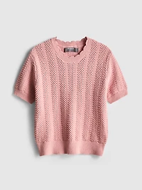 Cotton Blend Frill Neck Tee