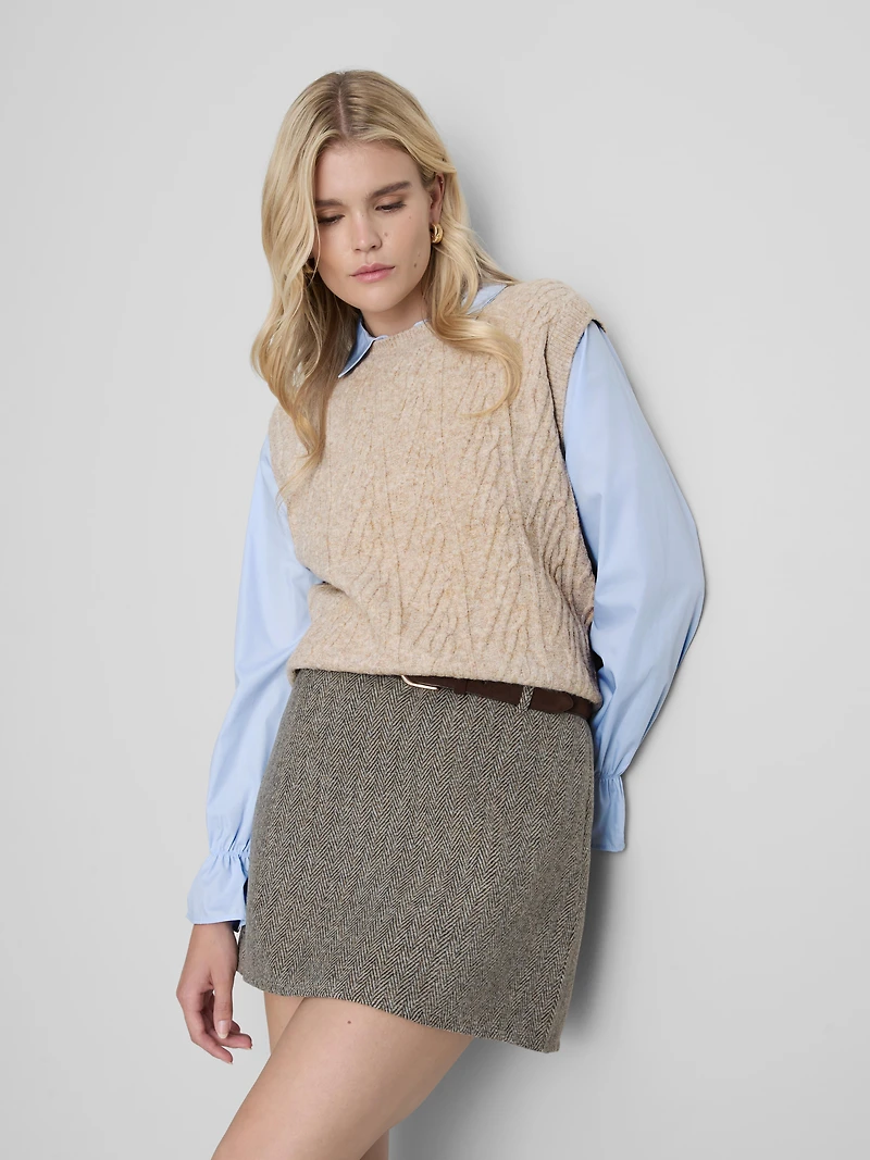 Cable Knit 2-In-1 Sweater