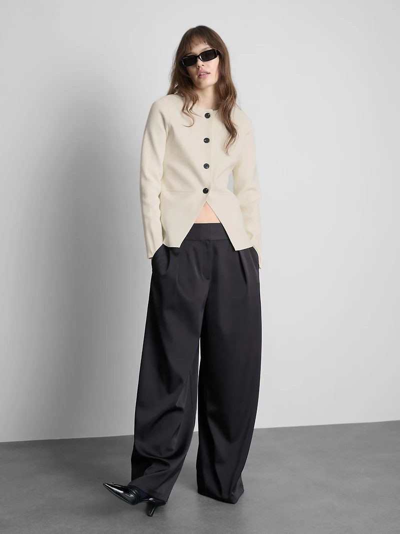 Sculpted Crewneck Cardigan