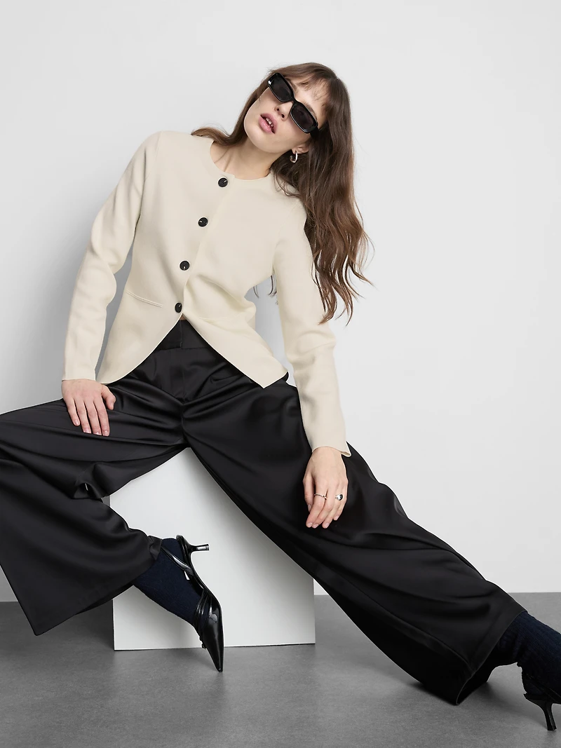 Sculpted Crewneck Cardigan