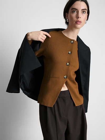 Sculpted Crewneck Cardigan