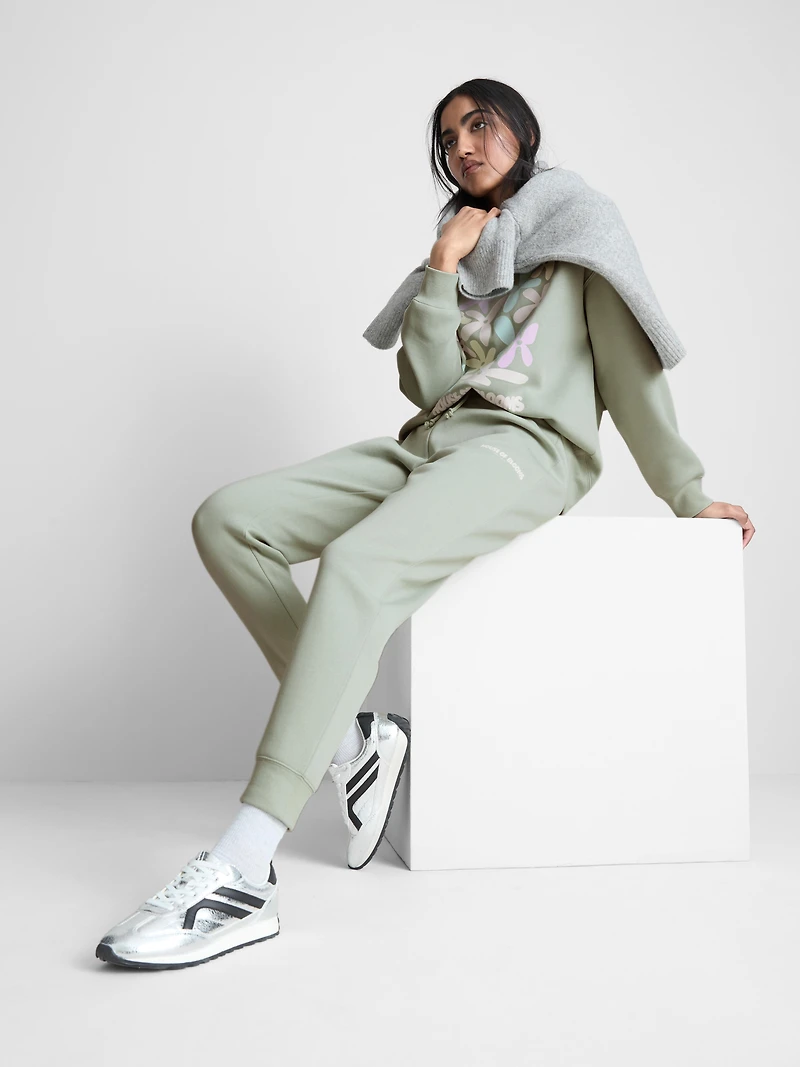 Women's Light Green Cotton Blend Printed Skinny Joggers