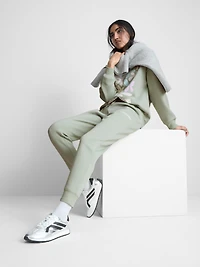 Women's Light Green Cotton Blend Printed Skinny Joggers